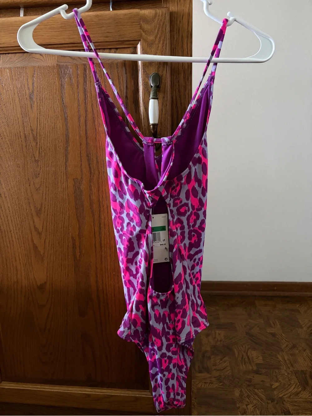 NWT Nike Girls' Wild Lace up Pink Leopard Print One-Piece Swimsuit size XL